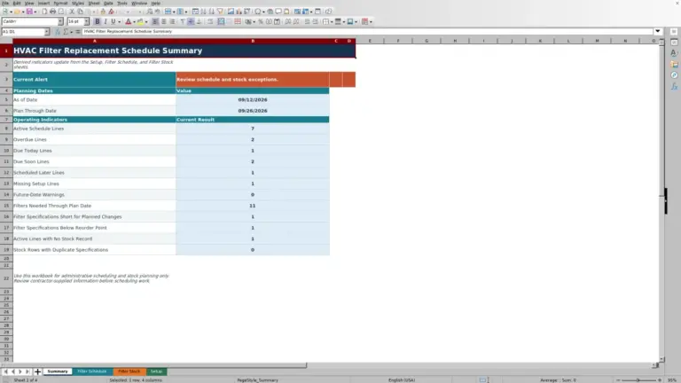 Preview of HVAC Filter Replacement Schedule Excel Template